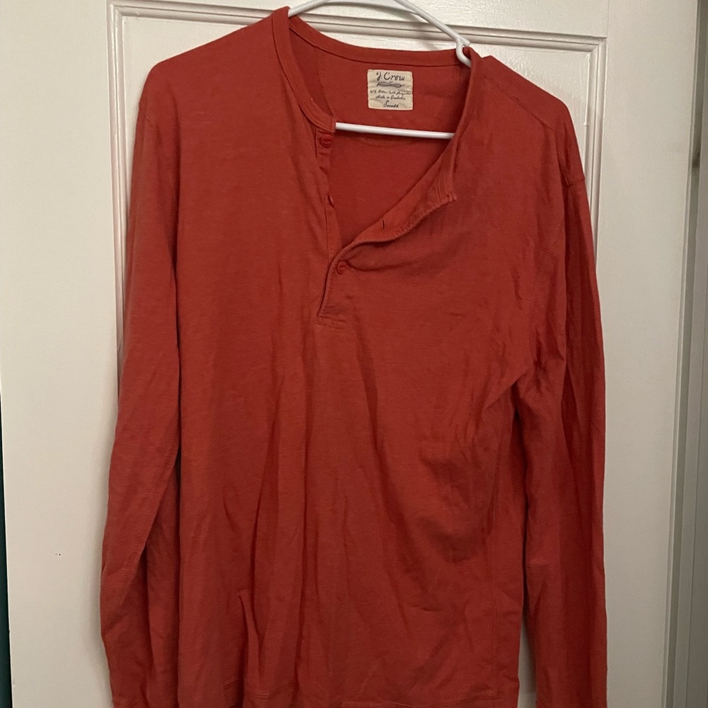Mens small J Crew Henley gently worn red